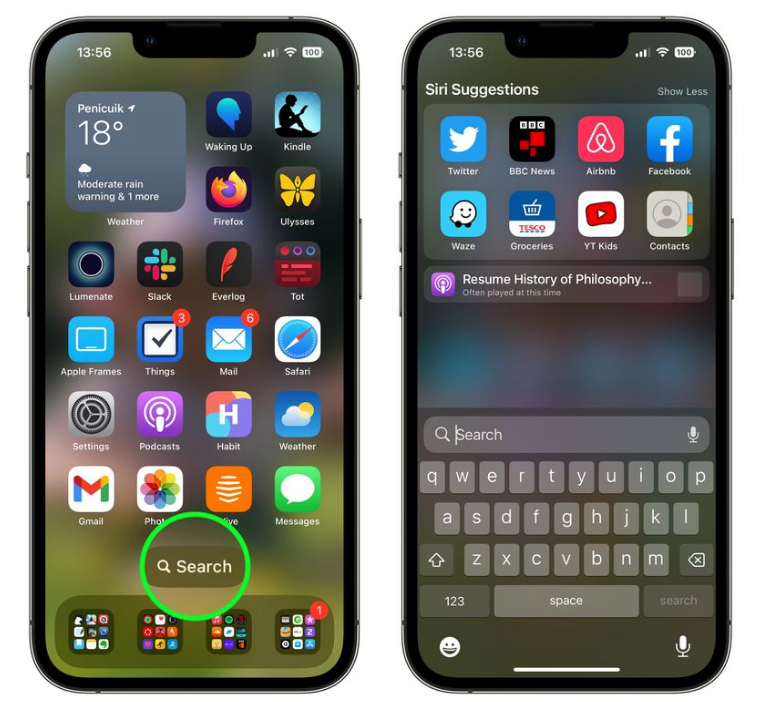 玉门苹果手机维修分享升级到 iOS 16 后，如何删除主屏幕上的搜索按钮 