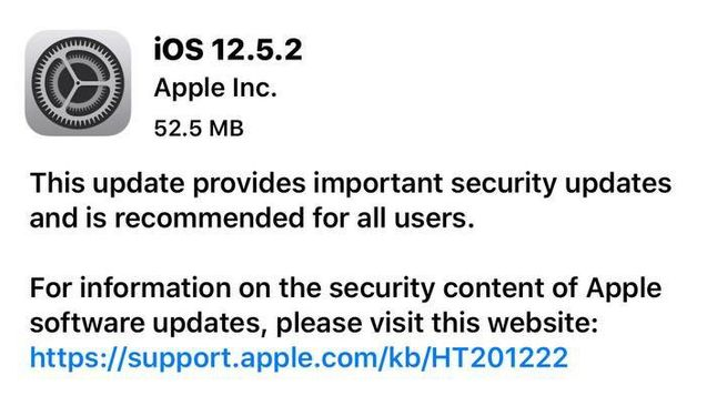 玉门苹果手机维修分享iOS12.5.2发布，建议所有老苹果用户安装 